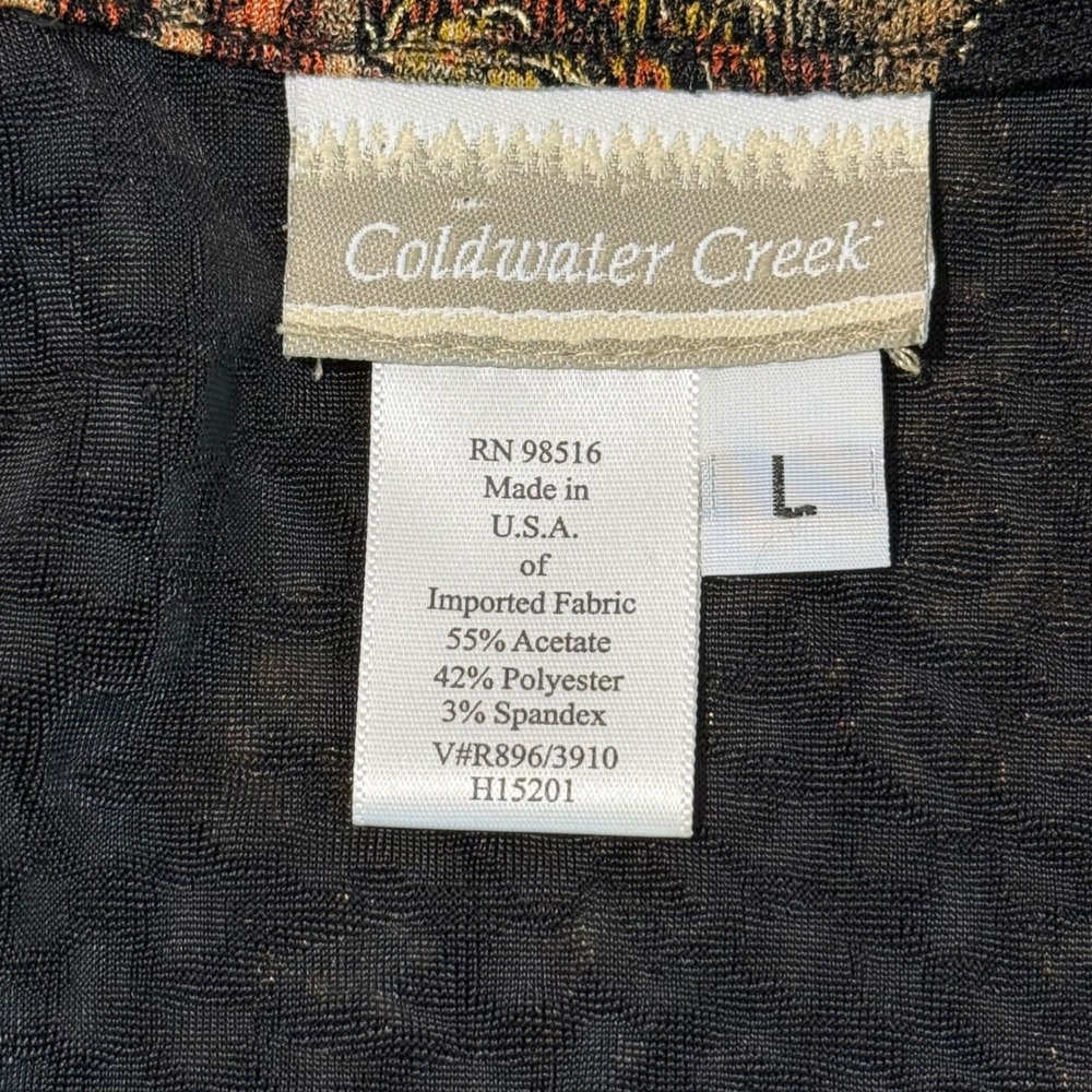 Coldwater Creek Womens Jacket Large Black Floral Tapestry Toggle Vintage Boho - Picture 7 of 10